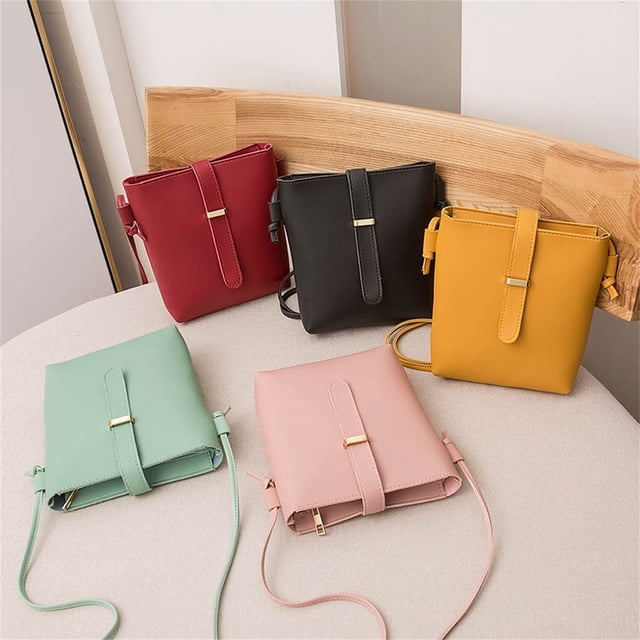 Bolso bandolero de mujer – Bolso de nylon de moda, color sólido, cierre con cremallera, móvil de talla grande, ligero, organizador de varios bolsillos – Accesorio casual y de viaje, 5.9x1.8x7.1