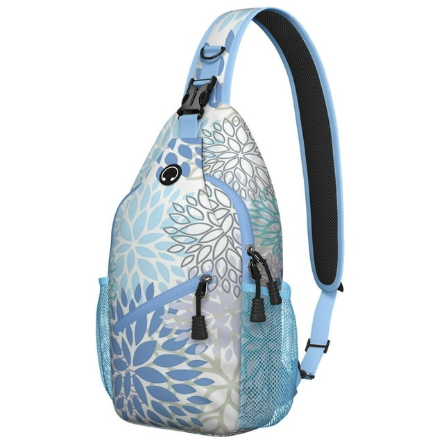 Rustic Style Sling Backpack Lightweight Crossbody Bag with Wood Grain and Plaid Patterns for Daily Outdoor Use