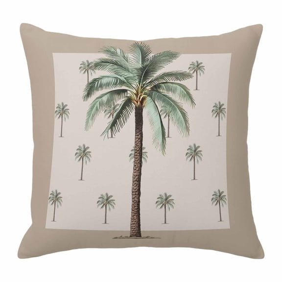 Pillow Covers 26x26 Inch, Palm Trees Linen Pillowcase with Invisible Zipper, Brown Tropical Plants Summer Green Decorative Throw Pillow Covers Cushion Case for Couch Sofa Bed Living Room