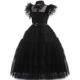 thumbnail image 5 of Addams-vestido de Cosplay para niña y niño, disfraces de película, vestidos góticos negros, ropa de fiesta de Halloween para mujer, 5 of 5
