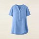 thumbnail image 5 of TaTaai Summer V Neck Casual Top, Women's Half Button Open Front Design, Linen Inspired Short Sleeve Solid Color Shirt Gift, 5 of 9
