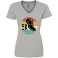thumbnail image 3 of Inktastic 5K Race Running Retro Sunset Runner Women's V-Neck T-Shirt, 3 of 5