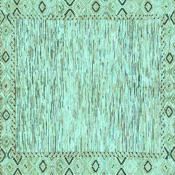 Ahgly Company Indoor Square Abstract Light Blue Modern Area Rugs, 6' Square