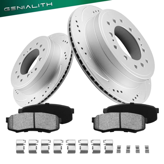 Genialith 312mm Rear G-coated Brake Rotors & Brake Pads Kit For Lexus GX460 Toyota 4Runner