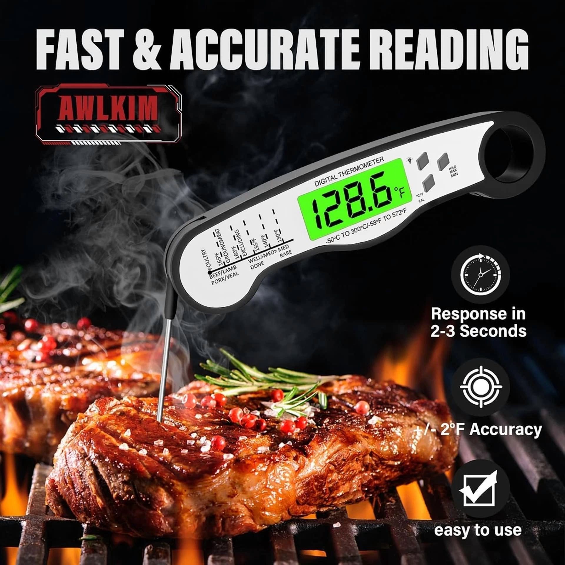CIRCLE- Digital Meat Thermometer - Instant Read Waterproof Kitchen Tool