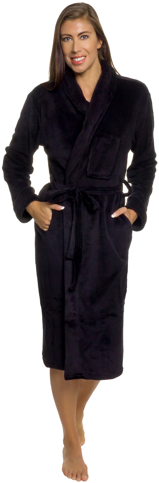 Womens black dressing gown with hood Clearance