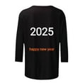 thumbnail image 4 of Byworldtasic Women's Oversize Long Sleeve Tops Women's Round Neck Soft Breathable Tops 3/4 Length Sleeve Pullover T-shirt 2025 Prints Blouses Black, 4 of 5
