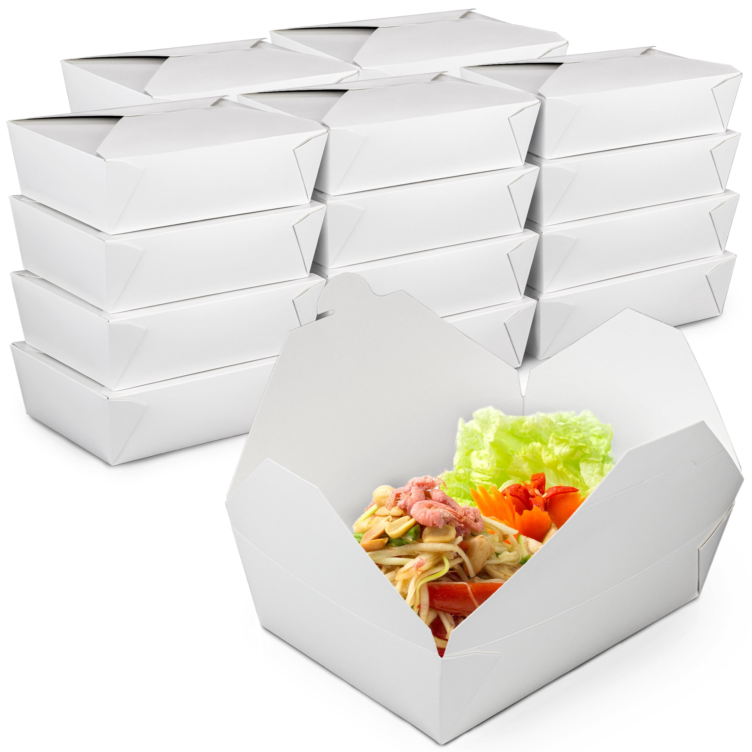 0 Pack 76 Oz Paper Take Out Containers 8 6 X 6 3 X 2 5 White Lunch Meal Food Boxes 3 Disposable Storage To Go Packaging Microwave Safe Leak Grease Resistant For Restaurant And Catering Walmart Com