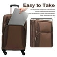 thumbnail image 5 of POVANLI 4 Piece Softshell Expandable Luggage Sets (20/24/28/32''), Lightweight Durable Water Resistant Suitcases with Lock, Exterior Double Pockets, 360°Swivel Spinner Wheels (Brown), 5 of 6