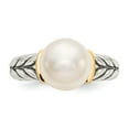 thumbnail image 5 of 925 Sterling Silver With Real 14kt 10mm Button FW Cultured Pearl Ring Size: 7; for Adults and Teens; for Women and Men, 5 of 5