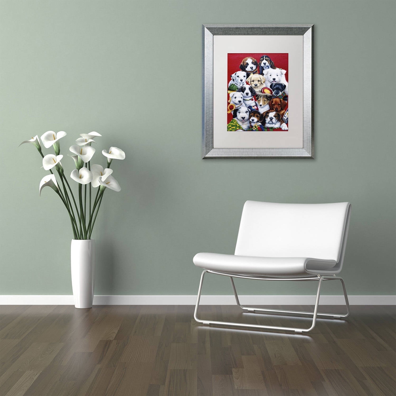 Trademark Fine Art 'Picture Day' Canvas Art by Jenny Newland, White Matte, Silver Frame