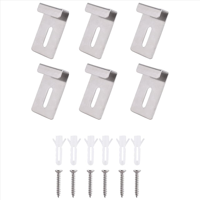 6 Clips de Metal para Espejo, Kit de Clips para Colgar Espejos de Canal , Clips de Retención para Espejos con Tornillos, Clips para Espejo Plateados
