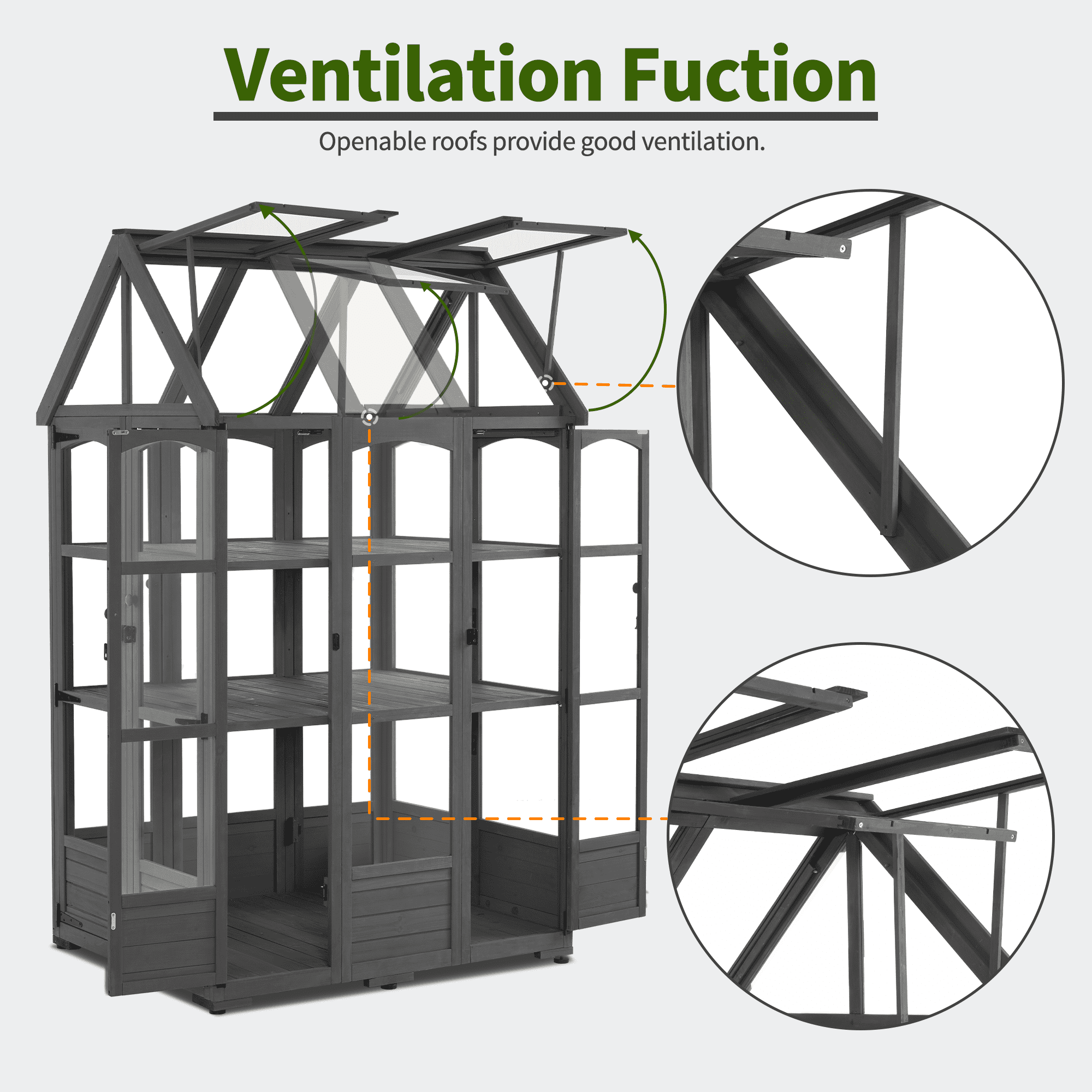 MCombo Wooden Greenhouse, Outdoor Greenhouse with Adjustable Roof Vent and 8 Lockable Door for Backyard/Outdoor Use, 48" x 38.8" x 83.9" , 0851