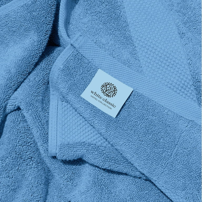 White Classic Luxury Bath Towels - Cotton Hotel spa Towel 27x54 4-Pack  Light Blue 