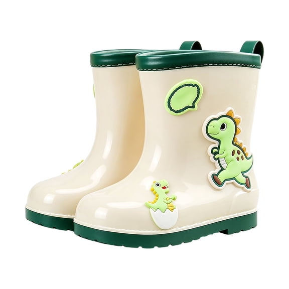 Otqutp Kids Rain Boots Boys Girls Dinosaur Non-slip Waterproof Rubber Shoes Outdoor Easy-On Mid-Calf Boots for Toddlers
