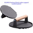 thumbnail image 1 of Presse à Viande Ronde en Fonte Direct d'Usine pour Grillades et Cuisson de Steak - 17,5 cm X 7 cm, Construction Durable de Haute Qualité, Répartition Uniforme de la Chaleur, Facile à Nettoyer, Idéale pour Restaurants,, 1 of 4