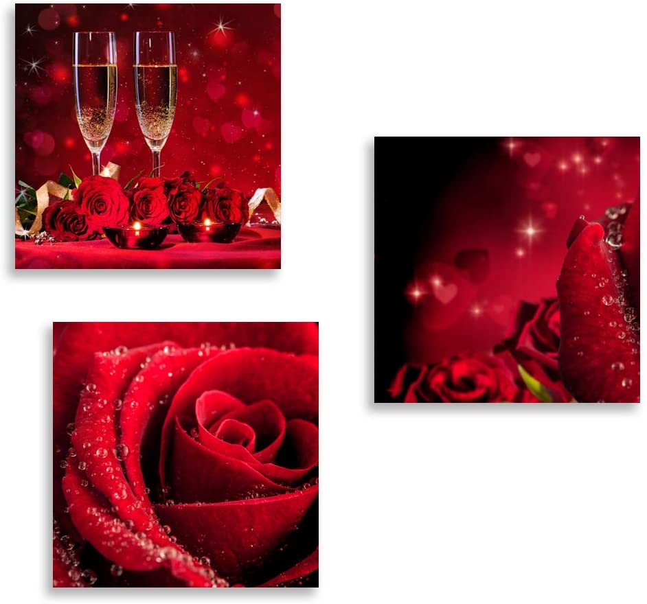 wall26 3 Panel Canvas Wall Art Romantic Rose Pictures Home Wall