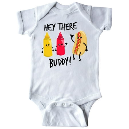 

Inktastic Hey There Buddy with Ketchup Mustard and Hot Dog Gift Baby Boy or Baby Girl Bodysuit