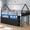 Black, variant on Twin Size Low Loft Bed with 8 Storage Drawers and Bookcase, House Shaped Bunk Bed with LED Lights,Metal Loft Bed with Ladder,13.4" Safety Guardrail,White