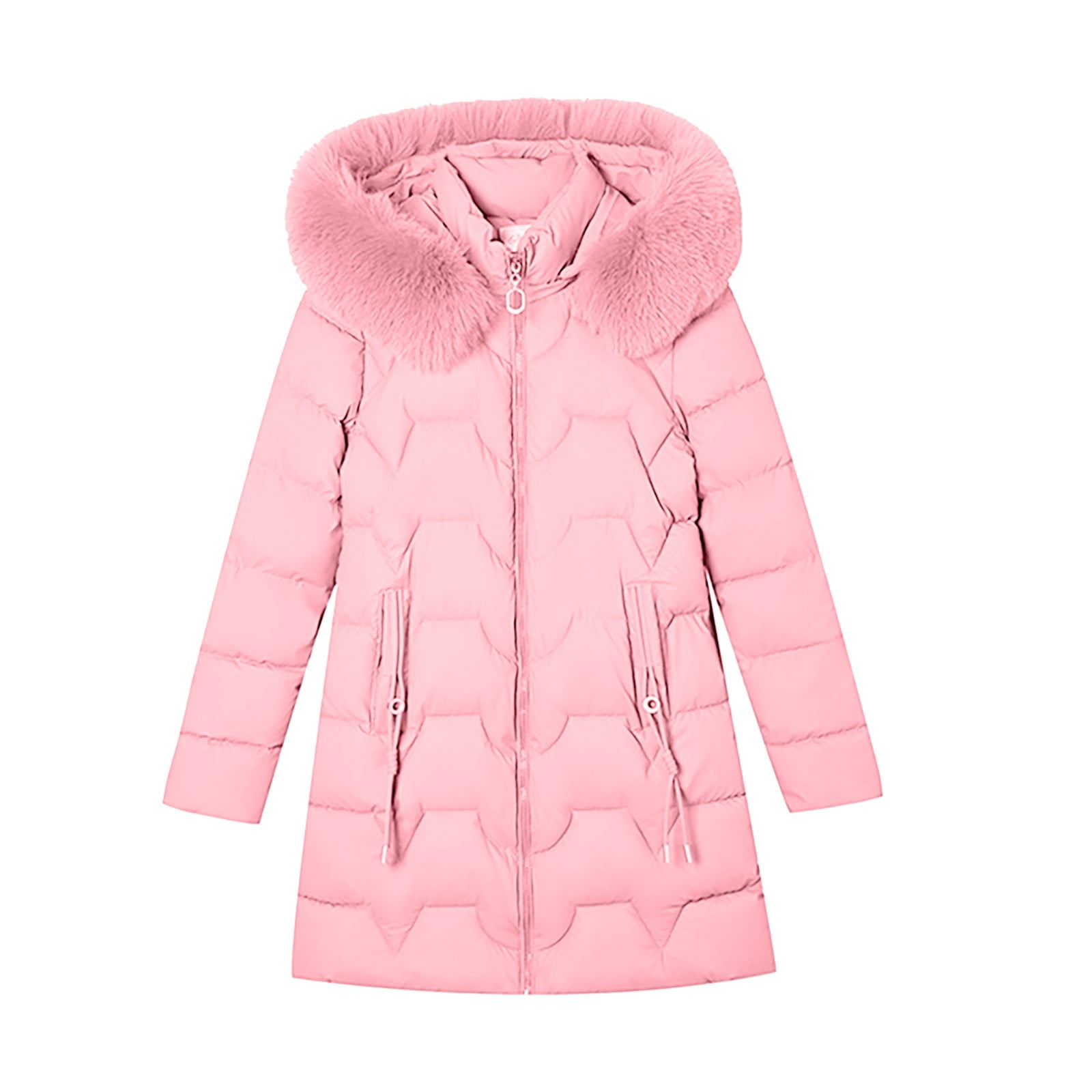 Dolkfu Fall Jackets for Women Solid Pink Classic Fit Puffer Jacket