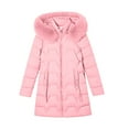 thumbnail image 4 of Plus Size Winter Coat for Women Casual Colored Long-Sleeved Hooded Jacket Hooded Puffer Jacket(Pink L), 4 of 8