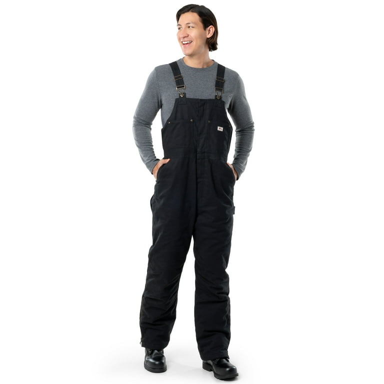 Work N' Sport Men's Flex Duck Bib Overalls - L - Black - Men's Work Bibs and Overalls