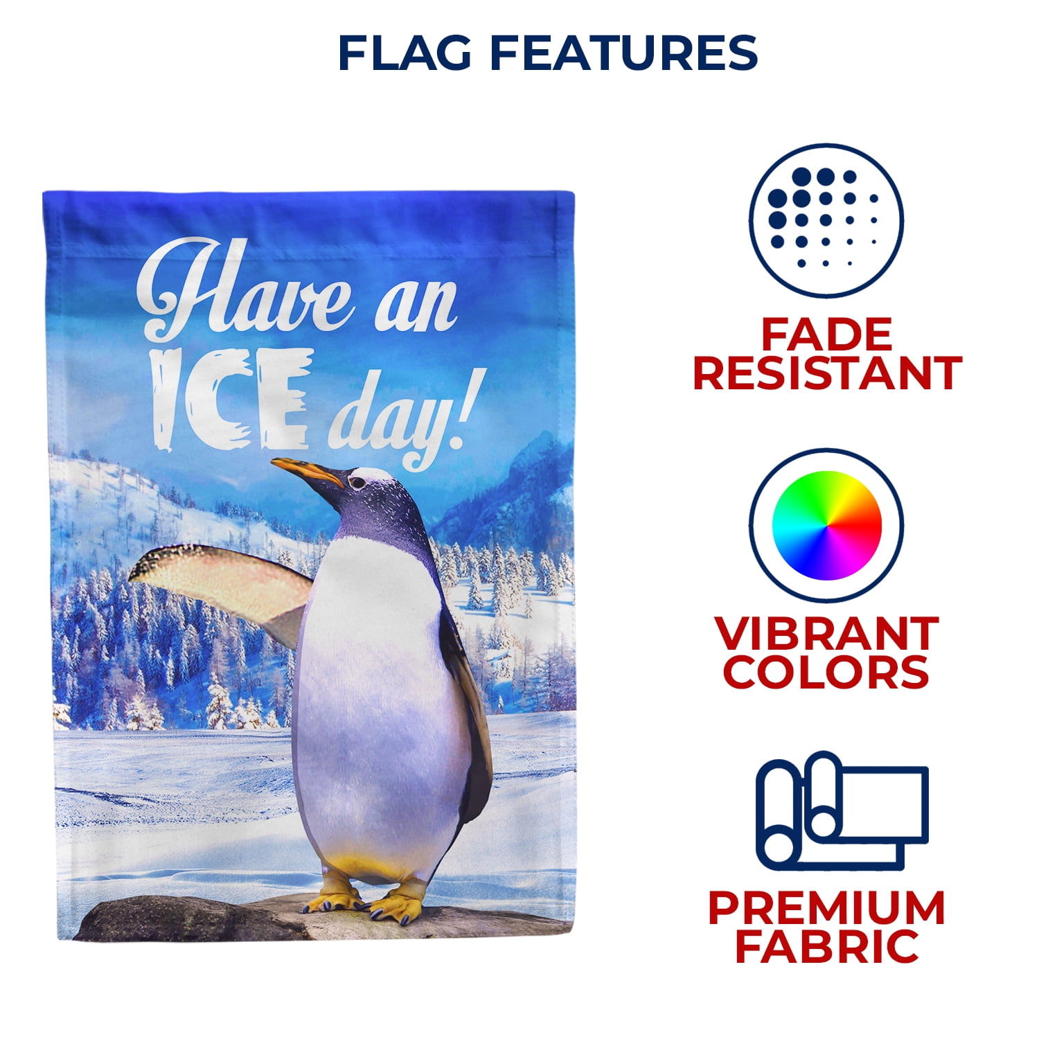 America Forever Winter Penguin House Flag Double Sided Vertical Decorative 28 x 40 inches for Outdoor, Yard, Porch Happy Holiday Let it Snow Welcome Winter Birds House Flag