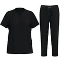 thumbnail image 4 of LYMAYTER Women Solid Color Medical Uniform for S-2XL Outfit V-Neck Zipper Type Ventilate Multi-pocket Design Top & Pants Nurse Uniform, 4 of 6