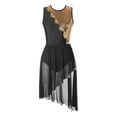 thumbnail image 5 of iEFiEL Womens Lyrical Modern Dance Dress Mesh High Low Skirt Gymnastics Ballerina Dancewear Black S, 5 of 7