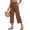 6# Coffee, variant on Womens Capri Pants Summer Wide Leg High Waisted Pants Drawstring Casual Trousers with Pockets Beige S