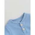 thumbnail image 6 of Musuos Baby Boy Summer Clothes 3 6 9 12M Solid Color Waffle Short Sleeve Button Romper with Shorts 2Pcs Outfit, 6 of 10