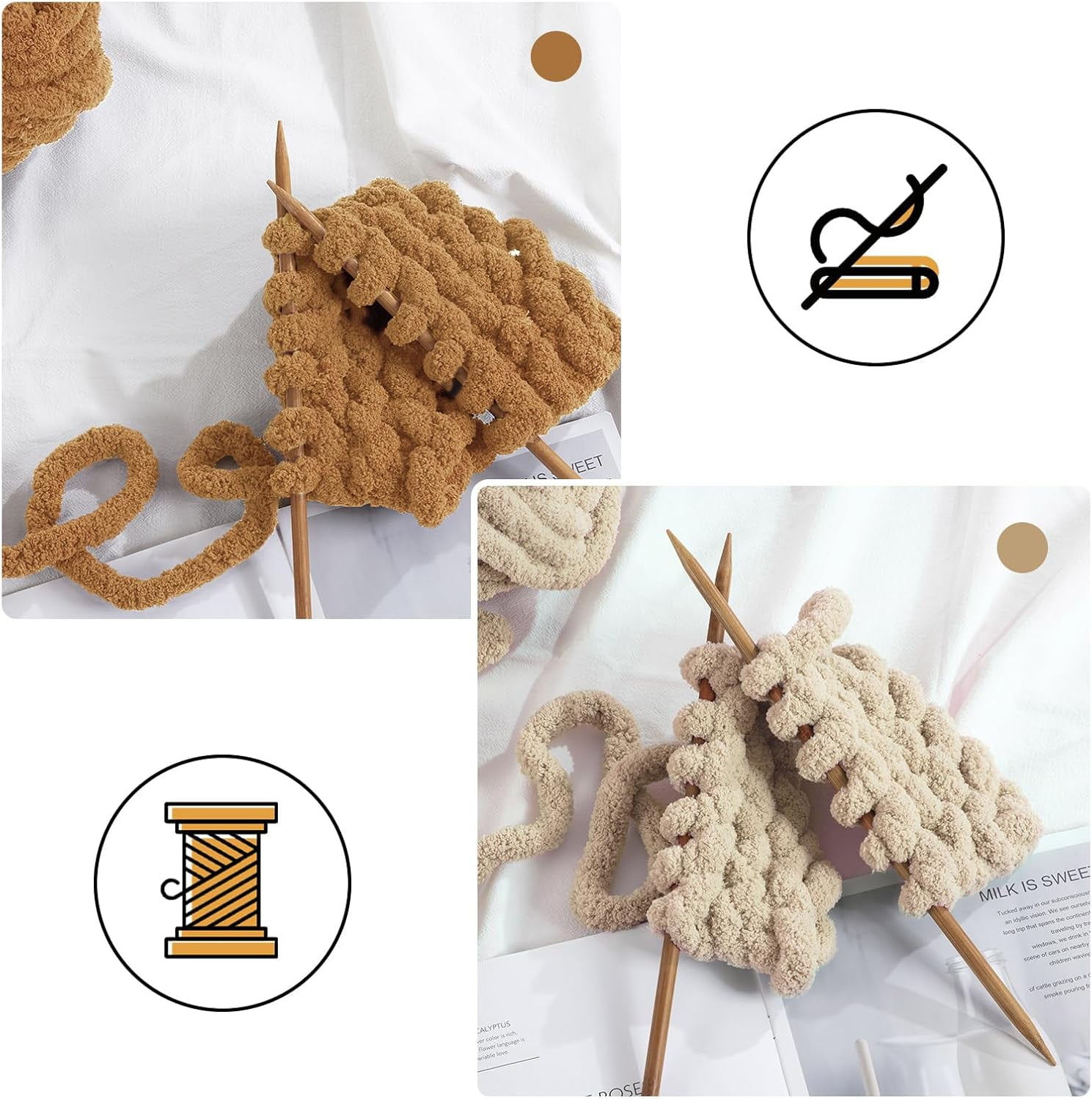 Assorted Chunky Yarn for Crocheting 8 Pack, Fluffy Jumbo Chenille Yarn, Soft Plush Yarn Bulky, Giant Thick Fuzzy Yarn for Hand or Arm Knitting (27 yds,8 oz Each Skein)