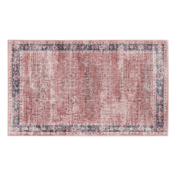 My Magic Carpet 3'x5' Machine Washable Non-Slip Kitchen Entryway Area Rug - Sylvan Moor Garnet Red