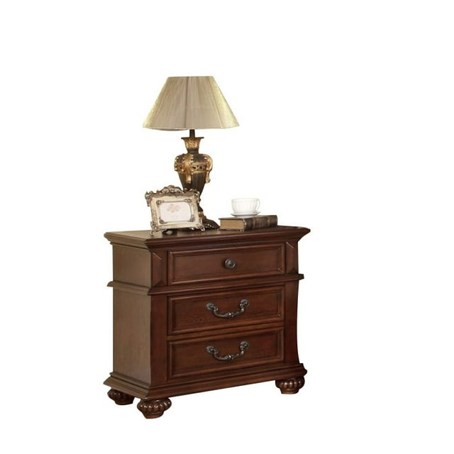 Bowery Hill 3 Drawer Nightstand in Antique Dark Oak