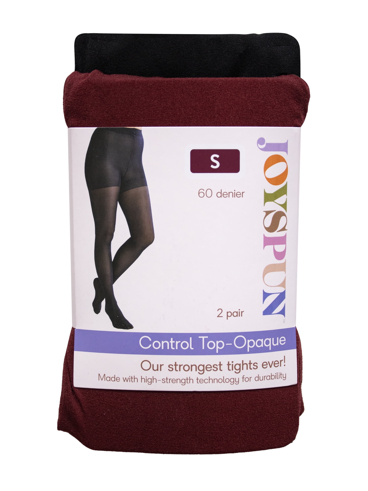 Joyspun Women's Opaque Control Top Tights, 2-Pack, Sizes S-3XL