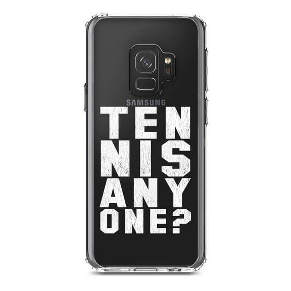 DistinctInk Clear Shockproof Hybrid Case for Samsung Galaxy S9 (5.8" Screen) - TPU Bumper Acrylic Back Tempered Glass Screen Protector - Tennis Anyone?