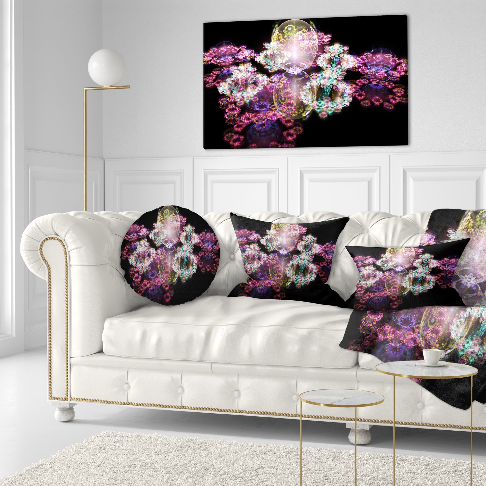 Designart Pink Water Drops on Mirror - Abstract Throw Pillow - 12x20