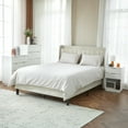 thumbnail image 2 of GVN Nightstand, Bedside Table,White P2 Density Board Wavy Pattern Drawer Front Two-Drawer Bedside Cabinet, 2 of 12