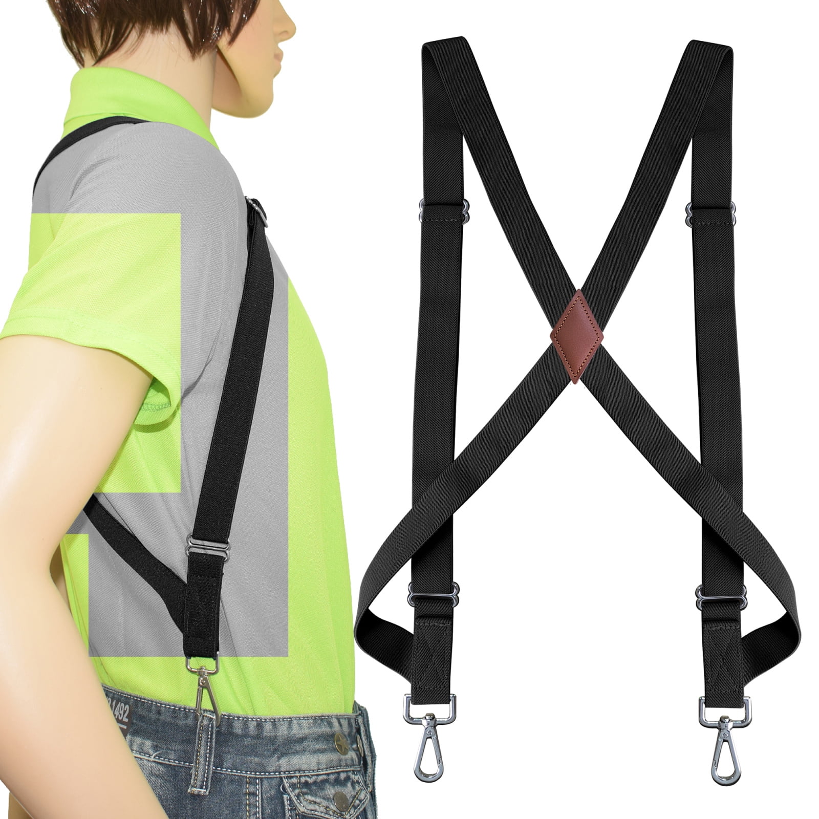 Suspenders for Men Heavy Duty Side Hook Adjustable Elastic Work