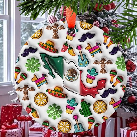 Mexico Christmas Ornament, Ceramic/Acrylic Ornament, Special Keepsake for Mother, Valentine Ornament Gift, Seasonal Festival Keepsake, Collectible 2025