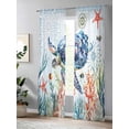 thumbnail image 4 of Sheer Curtains 84 Inches Long, Sea Turtle Coastal Light Filtering Window Curtains for Living Room, Summer Beach Coral Ocean Nautical Rod Pocket Voile Sheer Curtain Drapes, 52"W x 84"L, 2 Panels, 4 of 8
