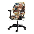 thumbnail image 4 of FKELYI Office Chair Cover Daisy Highland Cow American Flag Print Armchair Protective Slipcover Removable Swivel Gaming Computer Chair Cover for Home Office Decoration, 2 Pcs, 4 of 7