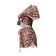 thumbnail image 3 of VISgogo, traje de 2 uds con pantalones para mujer, blusa con botones de solapa de manga corta estampada, pantalones cortos ajustados de cintura alta, ropa encantadora para mujer VISgogo  moda, 3 of 5