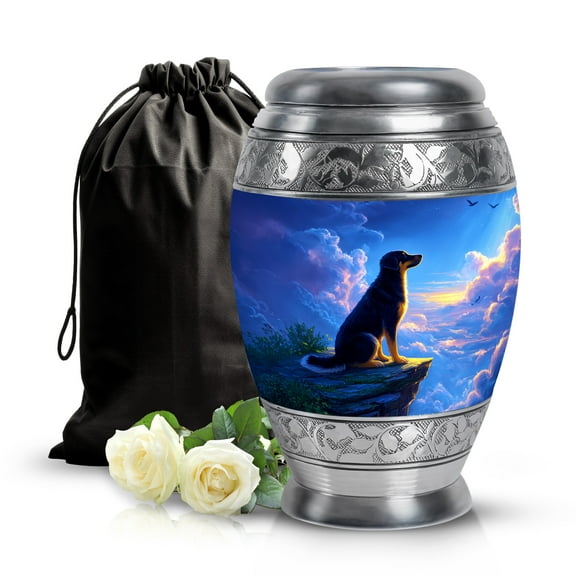 SABURIAL Dog Modern Urn - Burial Urns - 10 Inch - Large with Velvet Bag - Cremation Urn for Adult Men & Women - Human Remains Urns - Memorial Burials for Ashes