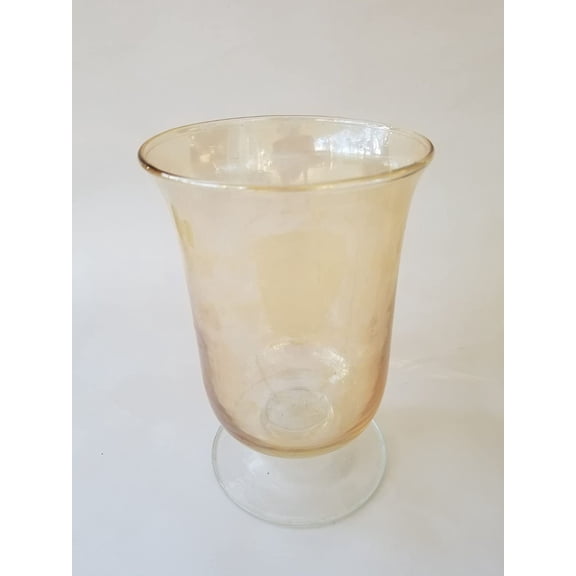 8x5 Neutral Gold Pale Yellow Glass Vase Decorative Candle Holder Home Decor Accessory Modern Contemporary New