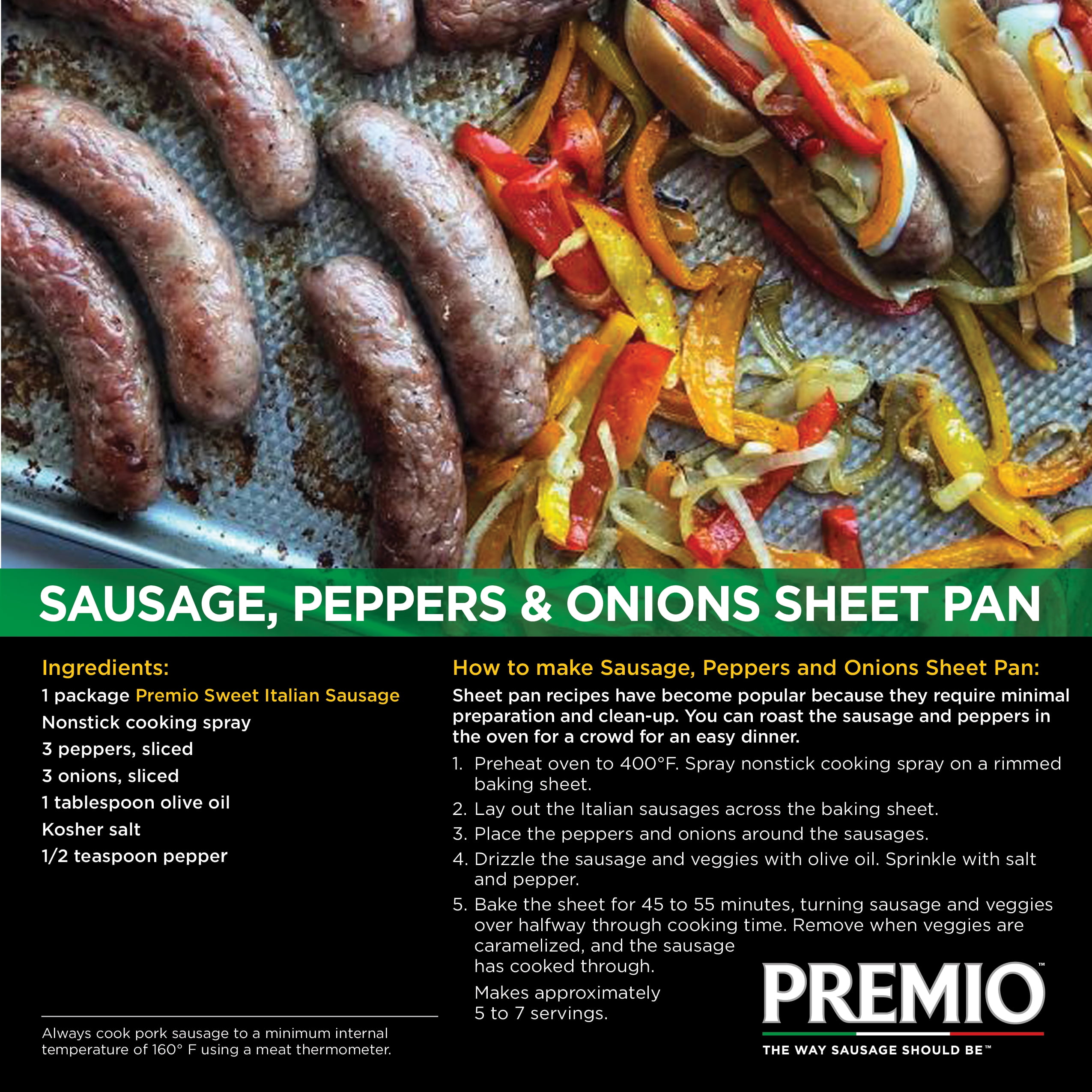 Premio Sweet Italian Pork Sausage Links, 16 oz, 6 Count Refrigerated