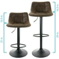 thumbnail image 5 of Elama 2 Piece Vintage Faux Leather Adjustable Bar Stool in Brown with Matte Black Base, 5 of 8
