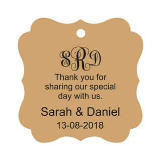 100 PCS Custom Made Hang Tags Personalized Wedding Favor Thank You Gift Tags