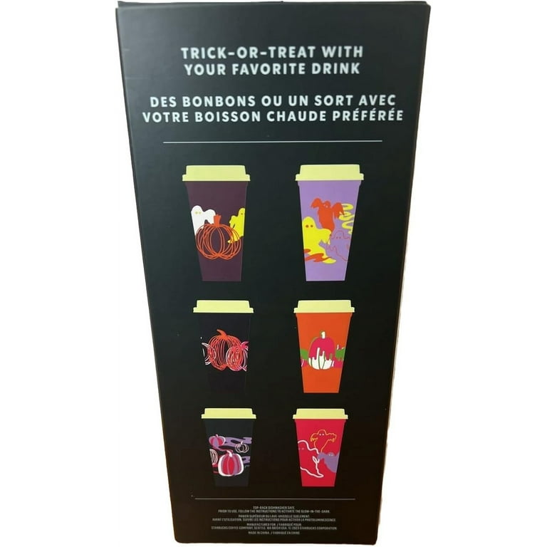 Starbucks Halloween Glow In The Dark Reusable Hot Cups SET OF 5