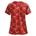 thumbnail image 4 of NIEWTR Women's V Neck Patterned Scrub Tops Breathable Medical Work Tunics with Pockets Stretch Fabric(Red,L), 4 of 5